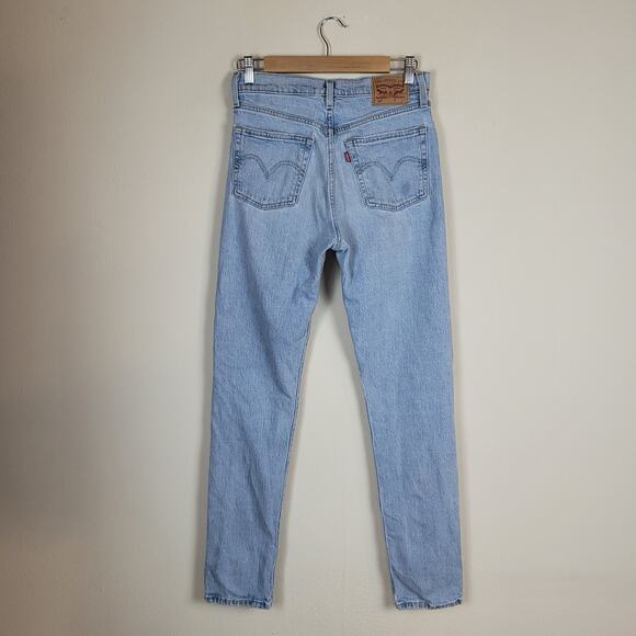 Levis 501 Jeans 26x32 Blue Button Fly Distressed High Rise Light Wash Straight - Picture 3 of 10